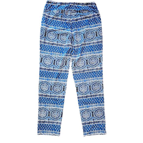 J McLaughlin Blue White Print Pull on Pants/Leggings Casual Workout Wear Sz XS - Picture 2 of 9